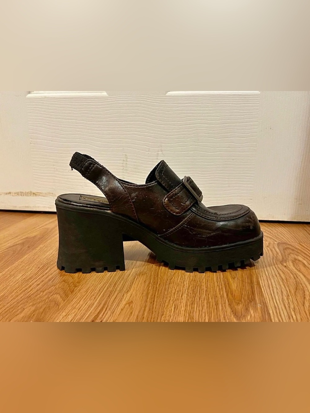Rare Vintage Y2K Chunky Platform Slingback Loafers | Black-Brown | Size 7.5
